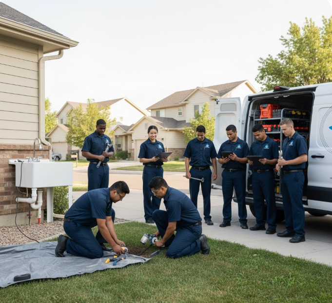 Professional plumber working in Arvada